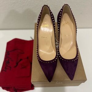 Christian Louboutin Anjalina 85 Veau Velours- Merlot/coppers